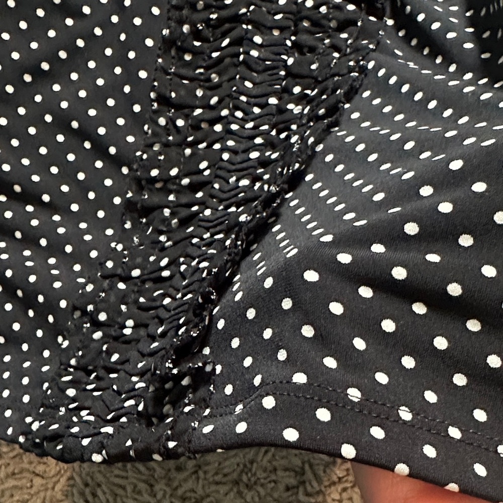 White House Black Market Black with White Polka Dot Ruched Cami - Picture 4 of 4